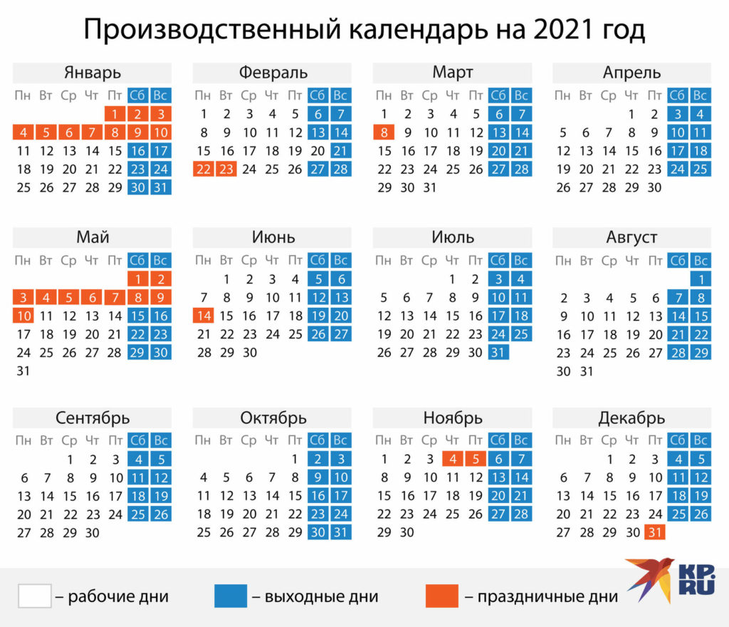 Сколько будем отдыхать - производственный календарь на 2021 год