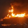 Церковь Покрова горит под Оренбургом