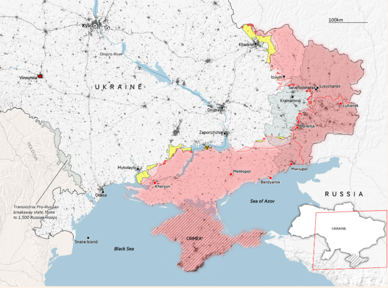 Карта украины с территориями под контролем россии